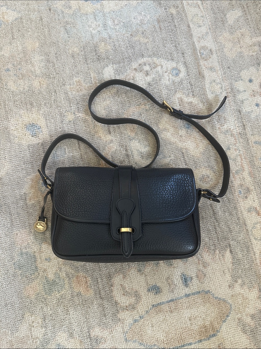 Vintage Dooney & Bourke Saddle Bag AWL All Weather Leather. Black on Black